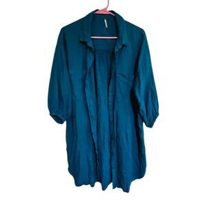 YFB Young Fabulous & Broke Lined Blend Oversize Shirt Dress Turquoise Teal Small